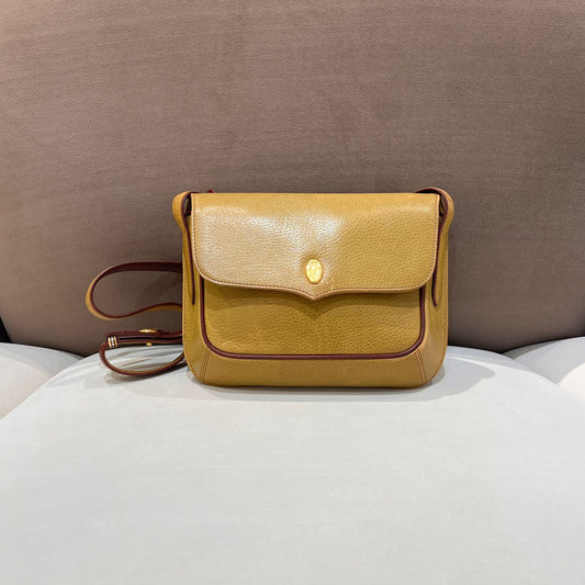 Cartier Vintage Must De Cartier Grained Leather Mustard Yellow Shoulder Bag