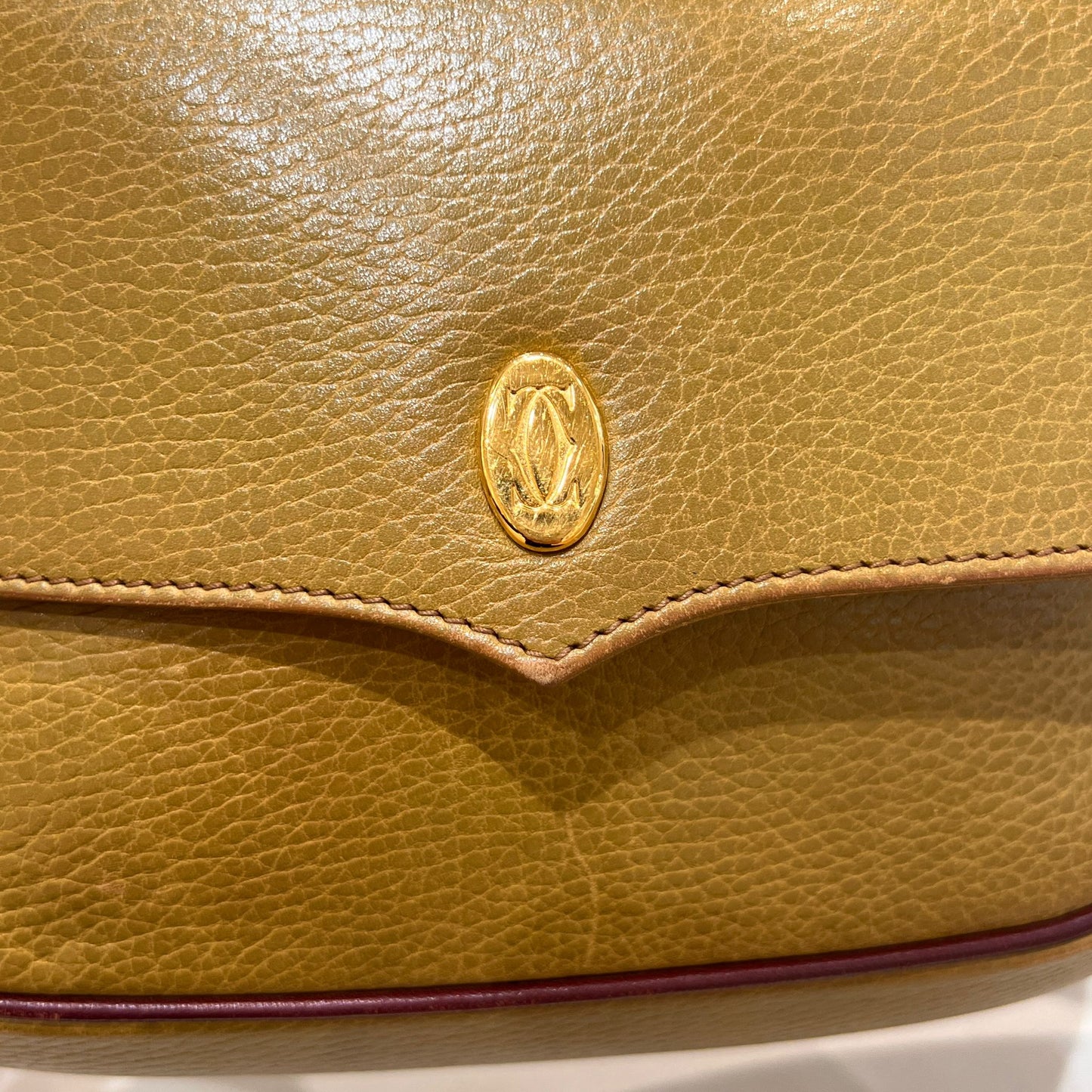 Cartier Vintage Must De Cartier Grained Leather Mustard Yellow Shoulder Bag