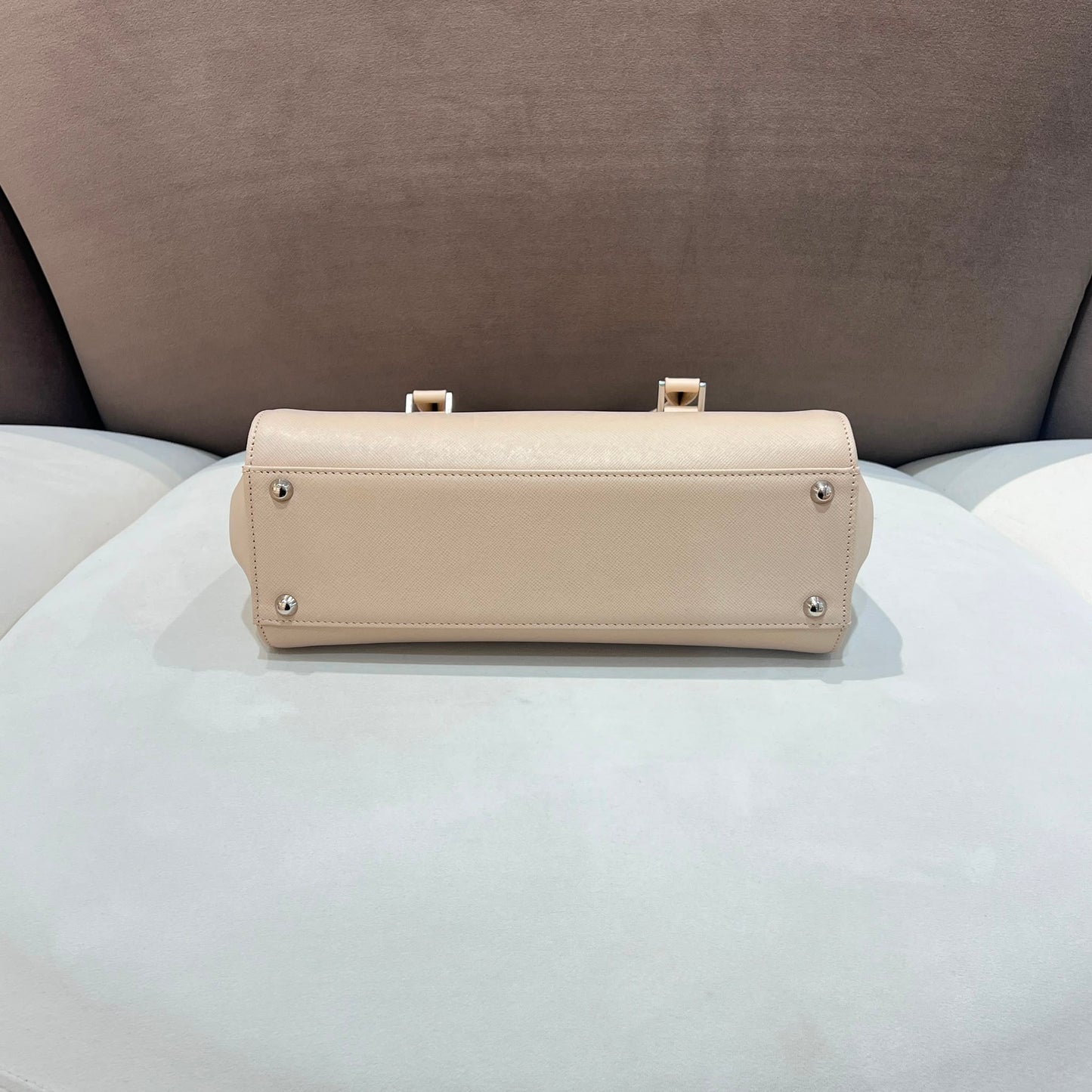 Burberry Vintage Beige Check PVC Leather Trim Handbag