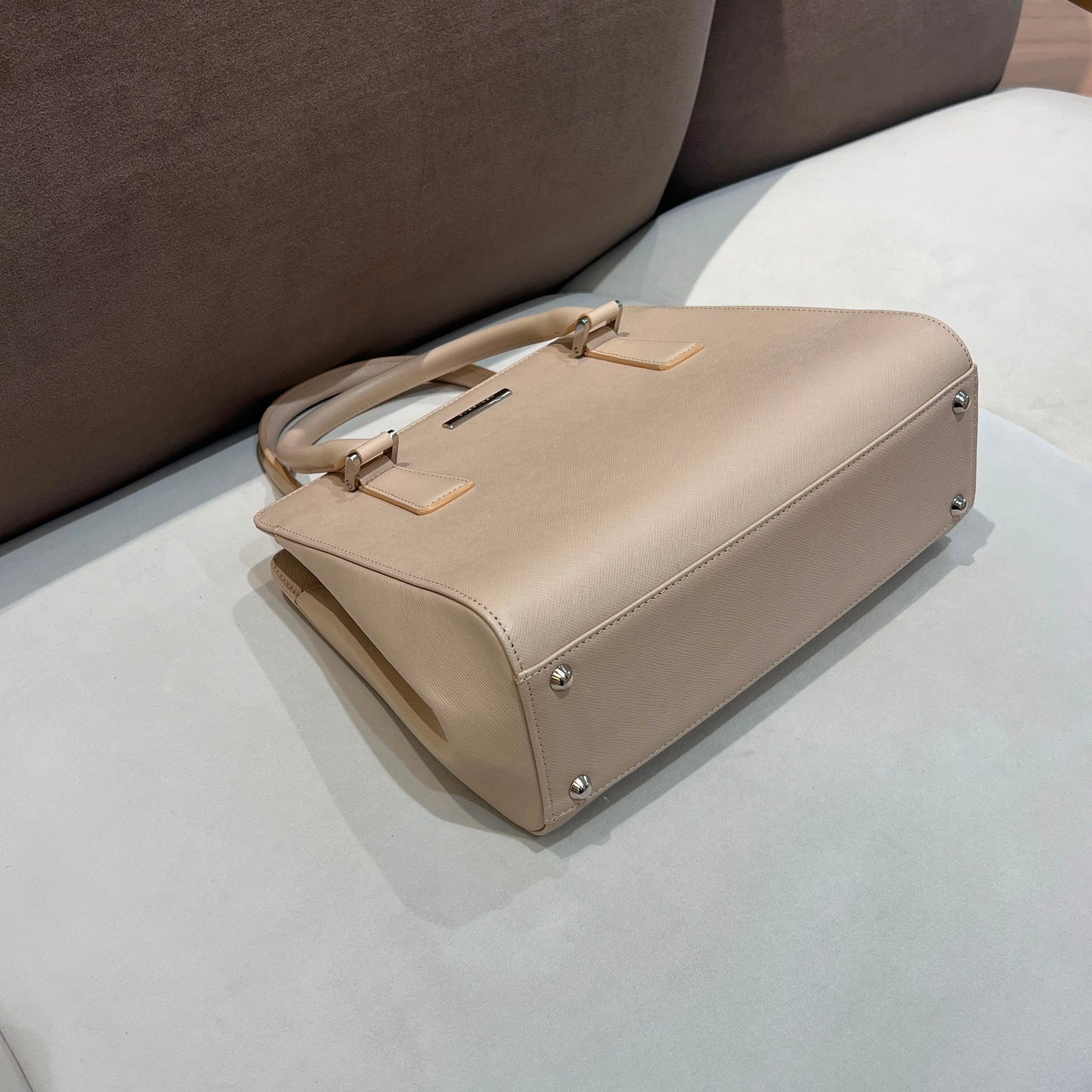Burberry Vintage Beige Check PVC Leather Trim Handbag