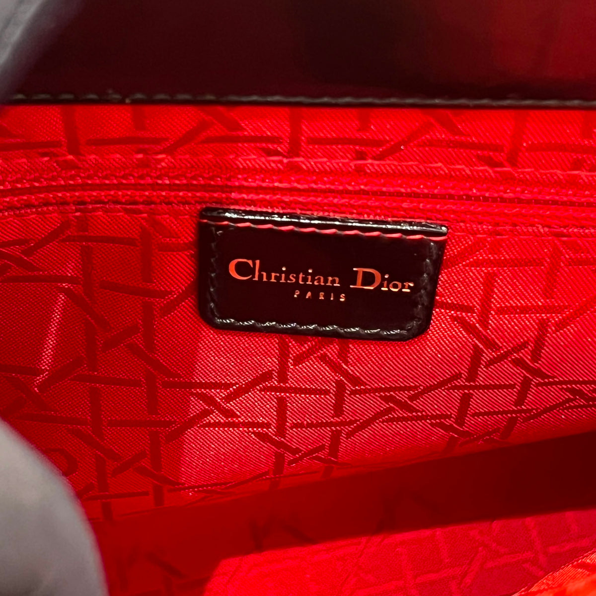 Christian Dior Vintage Black Patent Leather Circle Handbag