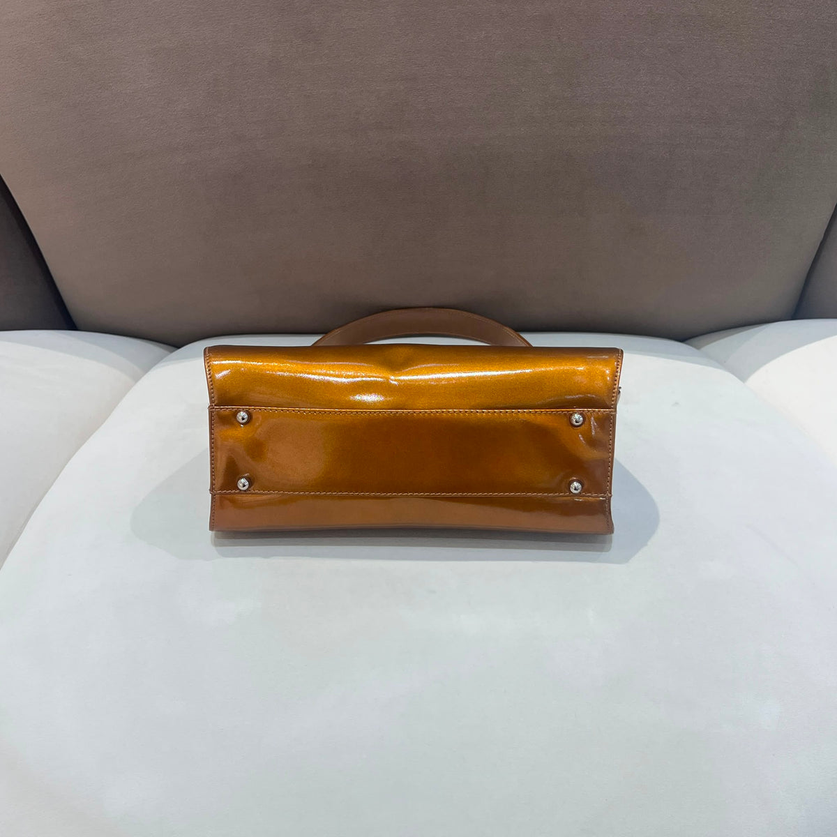 Gucci Vintage Cognac Leather Kiss-Lock Frame Handbag