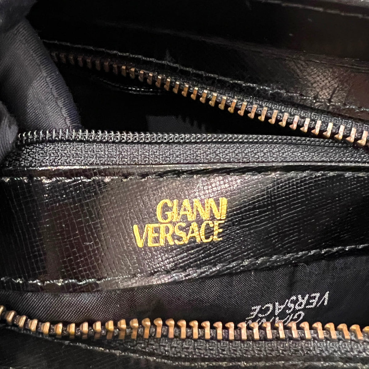 Versace Vintage Black Leather Medallion Handbag