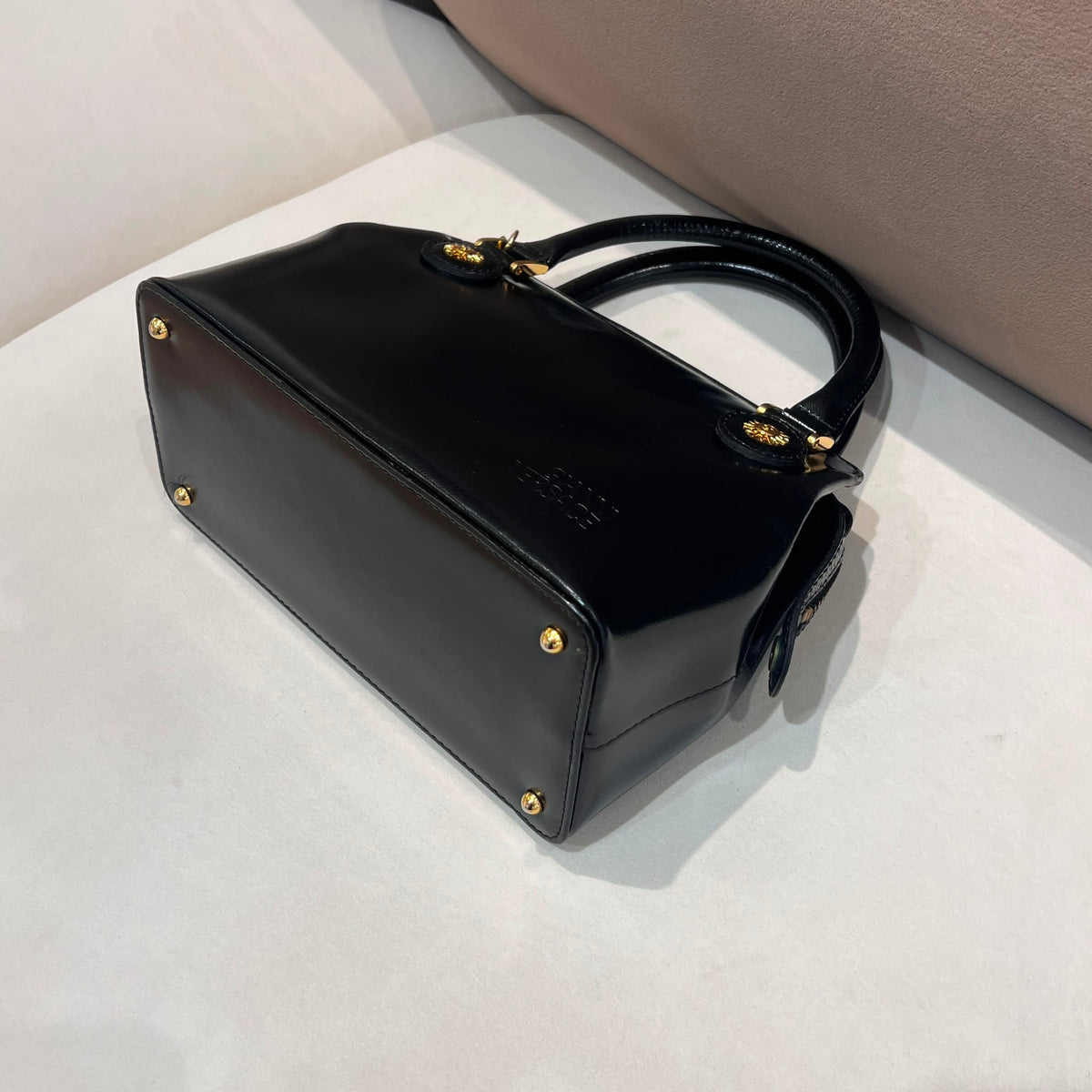 Versace Vintage Black Leather Medallion Handbag