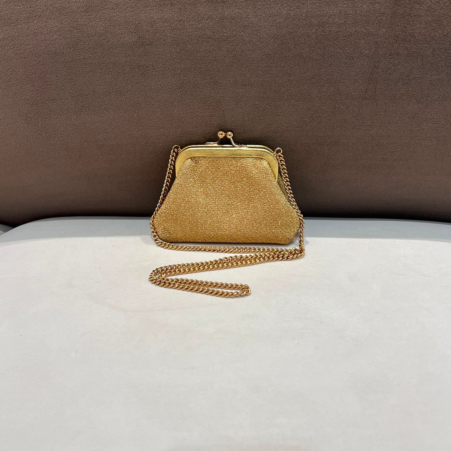 Dolce & Gabbana Vintage Gold Glitter Crystal Coins Bag
