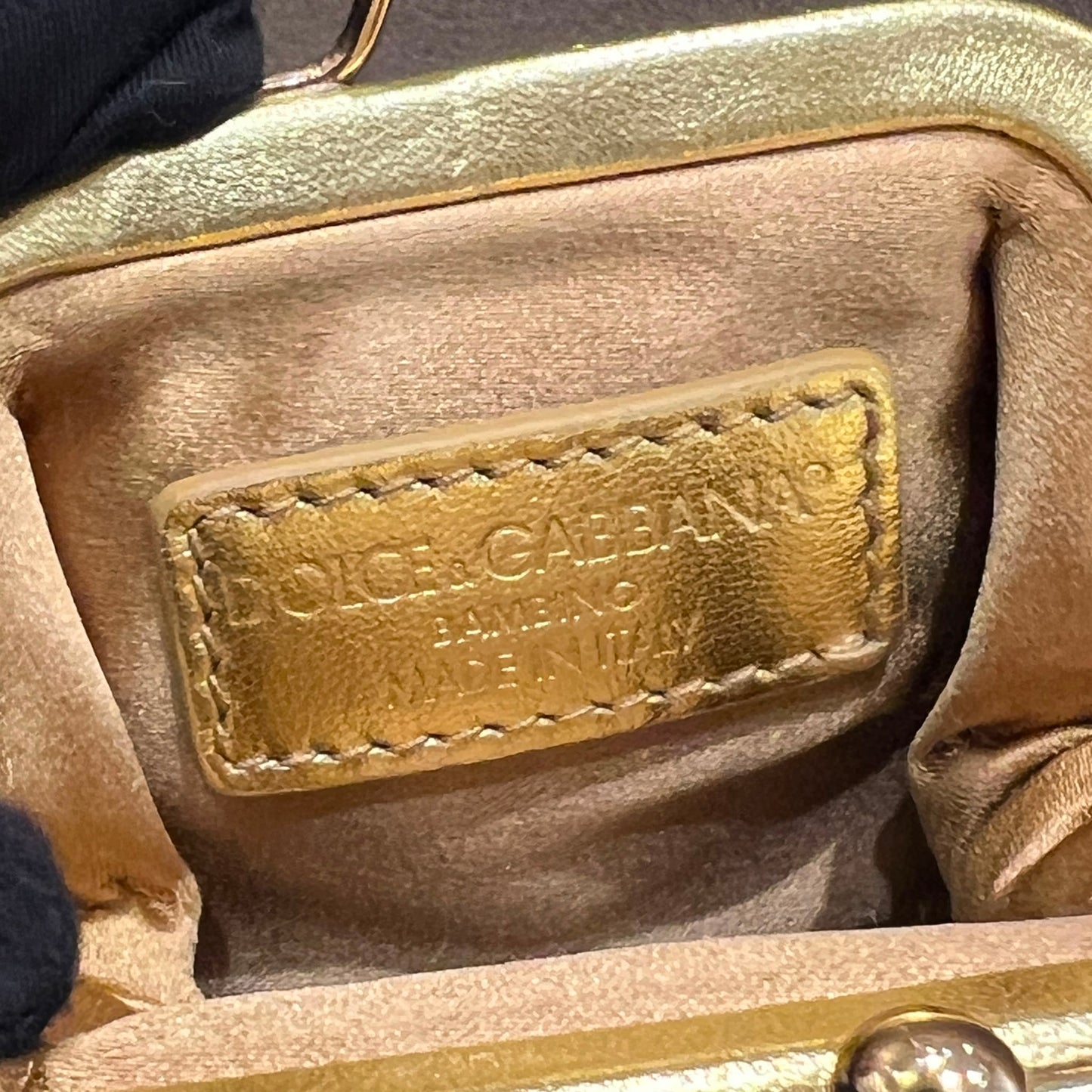 Dolce & Gabbana Vintage Gold Glitter Crystal Coins Bag