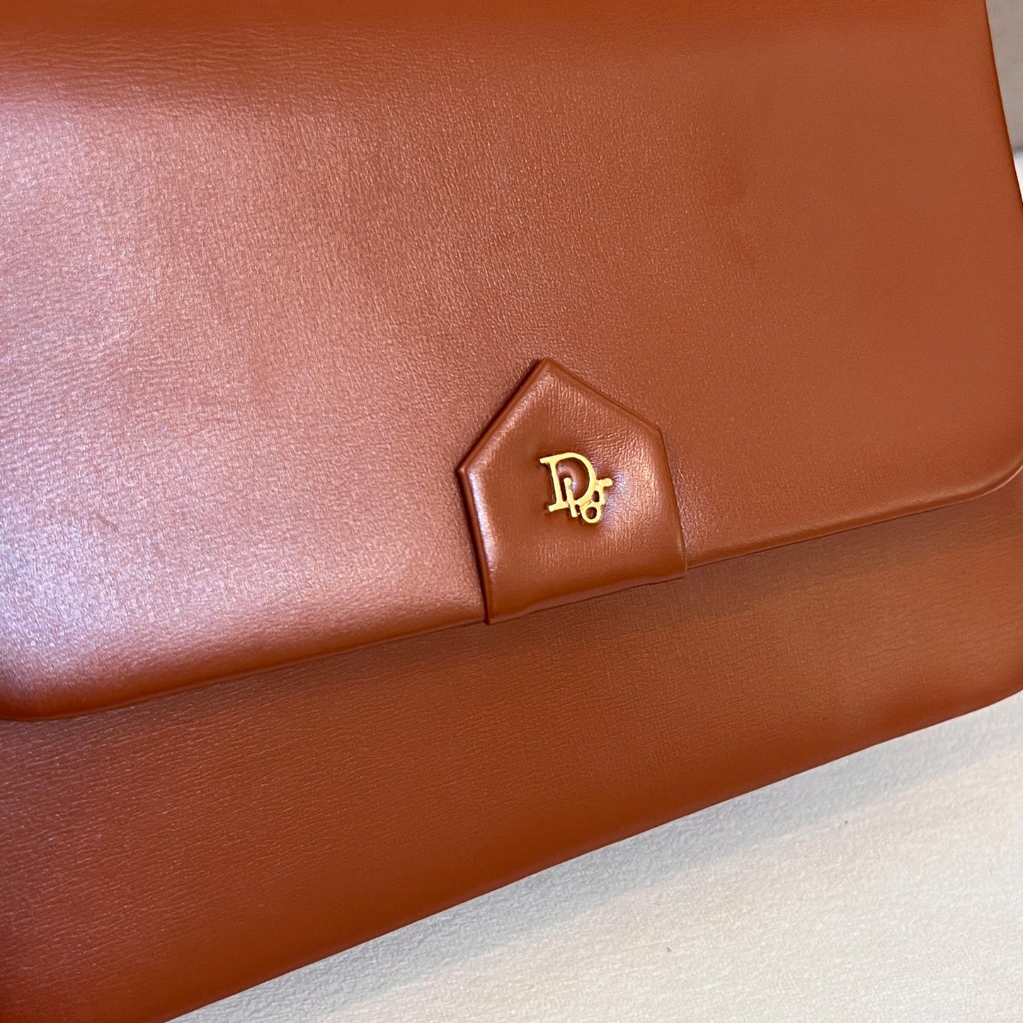 Christian Dior Vintage Brown Leather Envelope Flap Chain Shoulder Bag