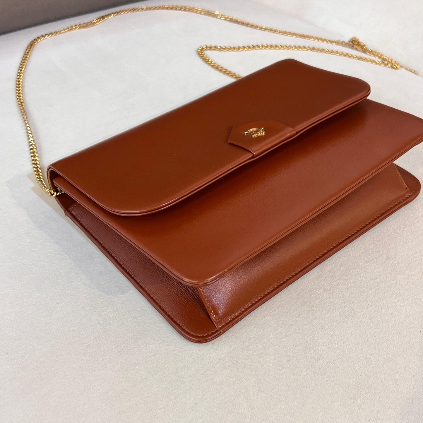 Christian Dior Vintage Brown Leather Envelope Flap Chain Shoulder Bag