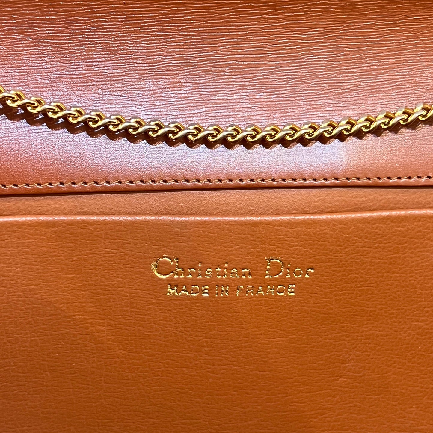 Christian Dior Vintage Brown Leather Envelope Flap Chain Shoulder Bag