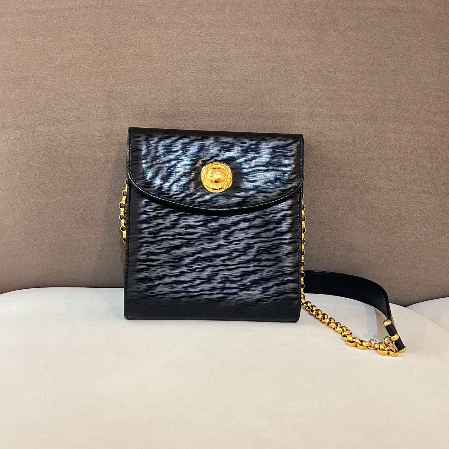 Chloé Vintage Black Leather Chain Shoulder Bag
