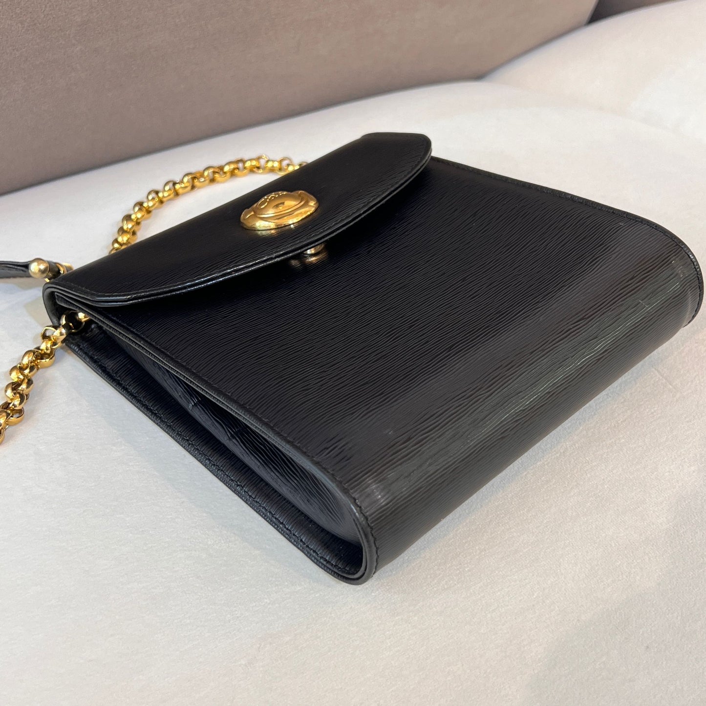 Chloé Vintage Black Leather Chain Shoulder Bag