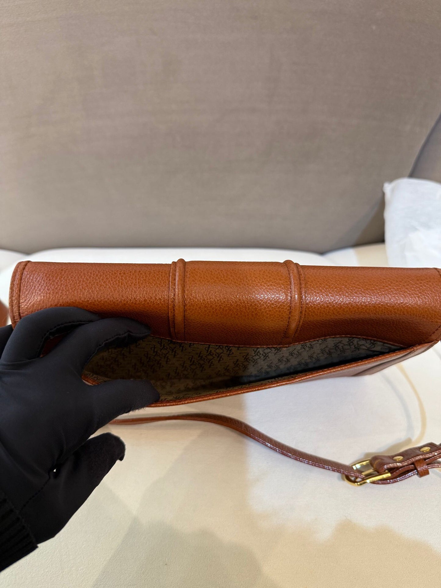 Yves Saint Laurent Vintage Logo Buckle Leather Shoulder Bag