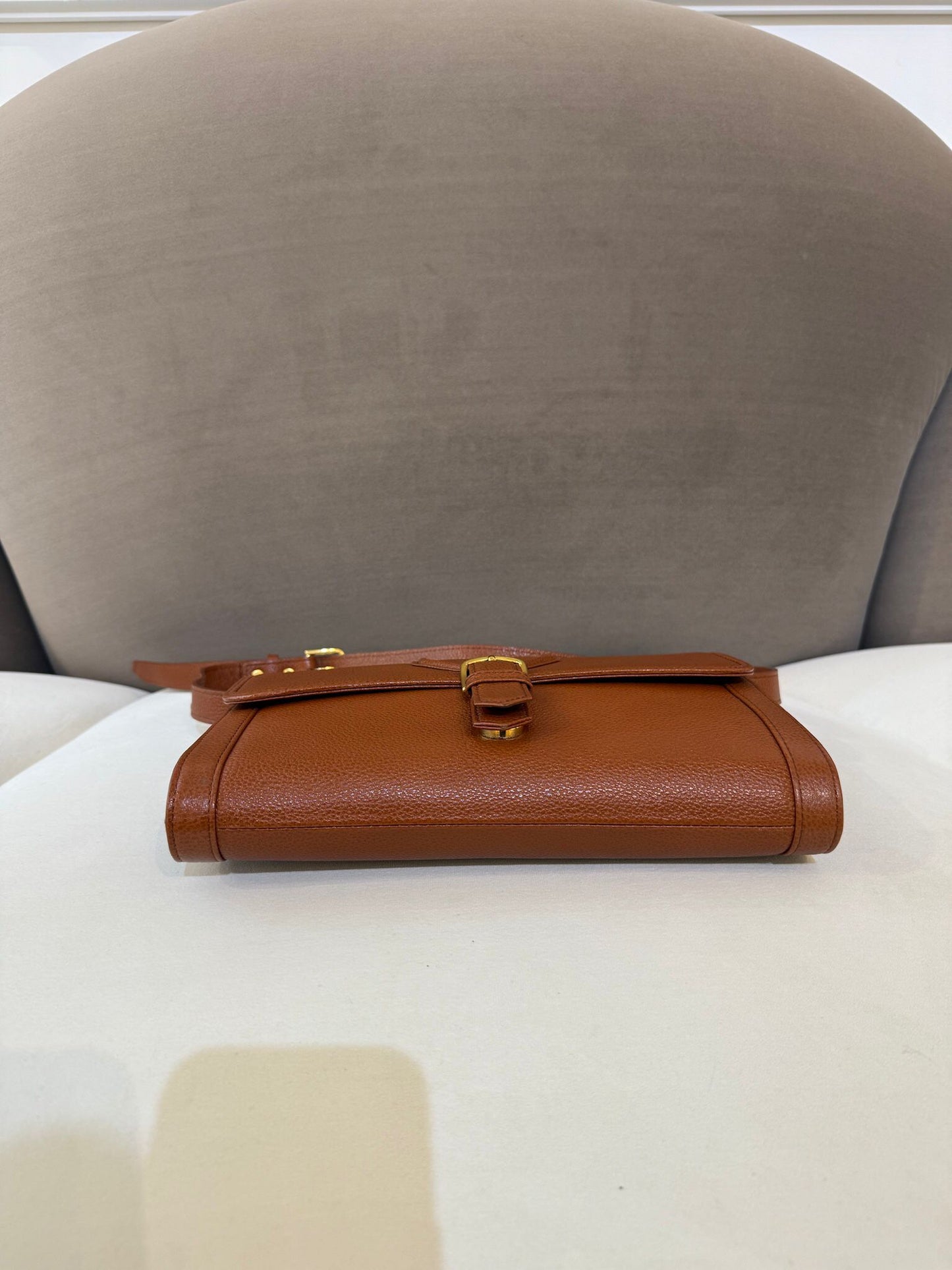 Yves Saint Laurent Vintage Logo Buckle Leather Shoulder Bag