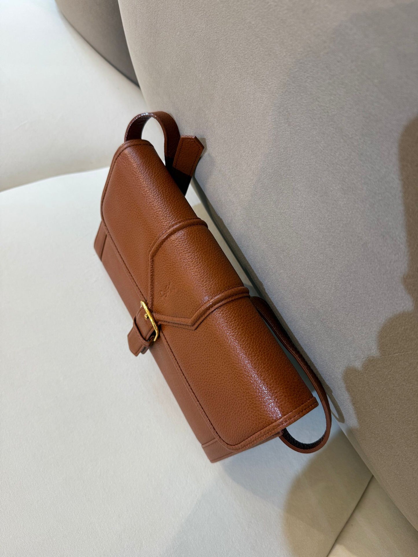 Yves Saint Laurent Vintage Logo Buckle Leather Shoulder Bag