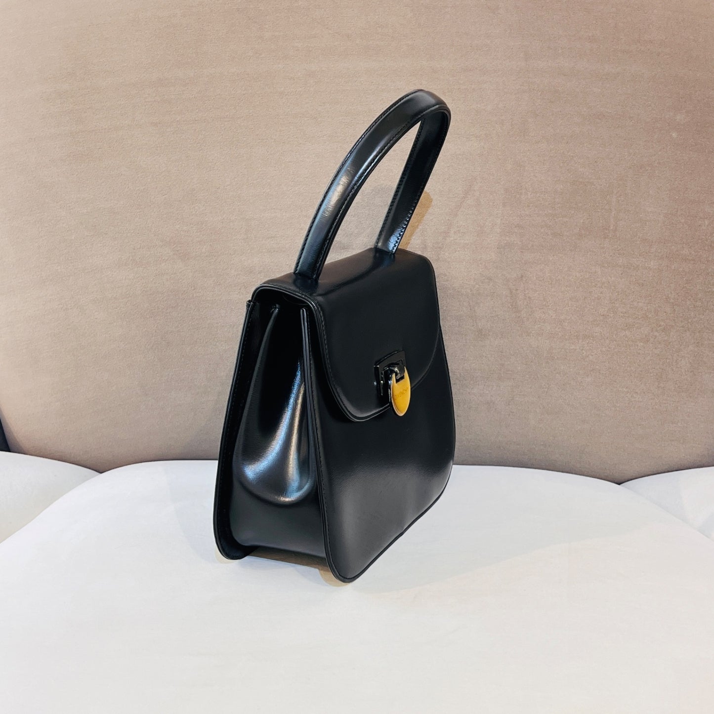 Givenchy Vintage Leather 2-Way Turn Lock Black Handbag