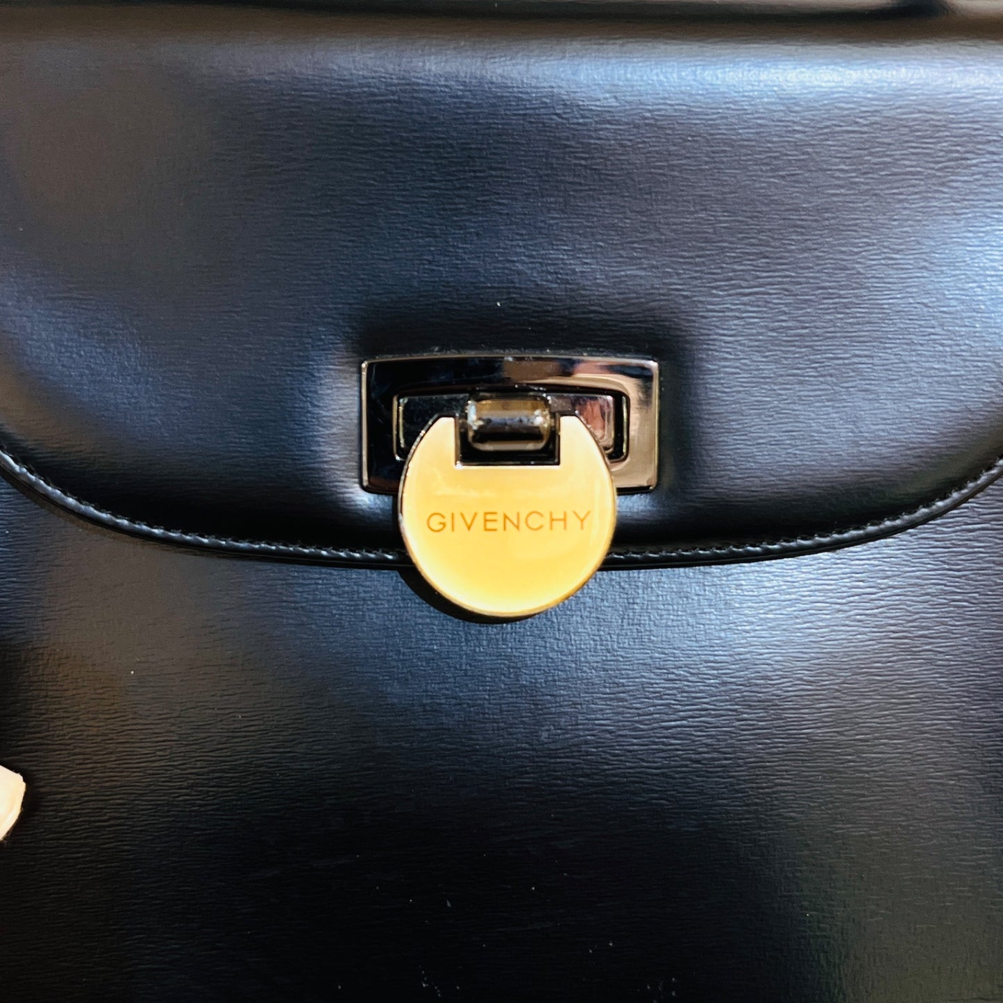 Givenchy Vintage Leather 2-Way Turn Lock Black Handbag