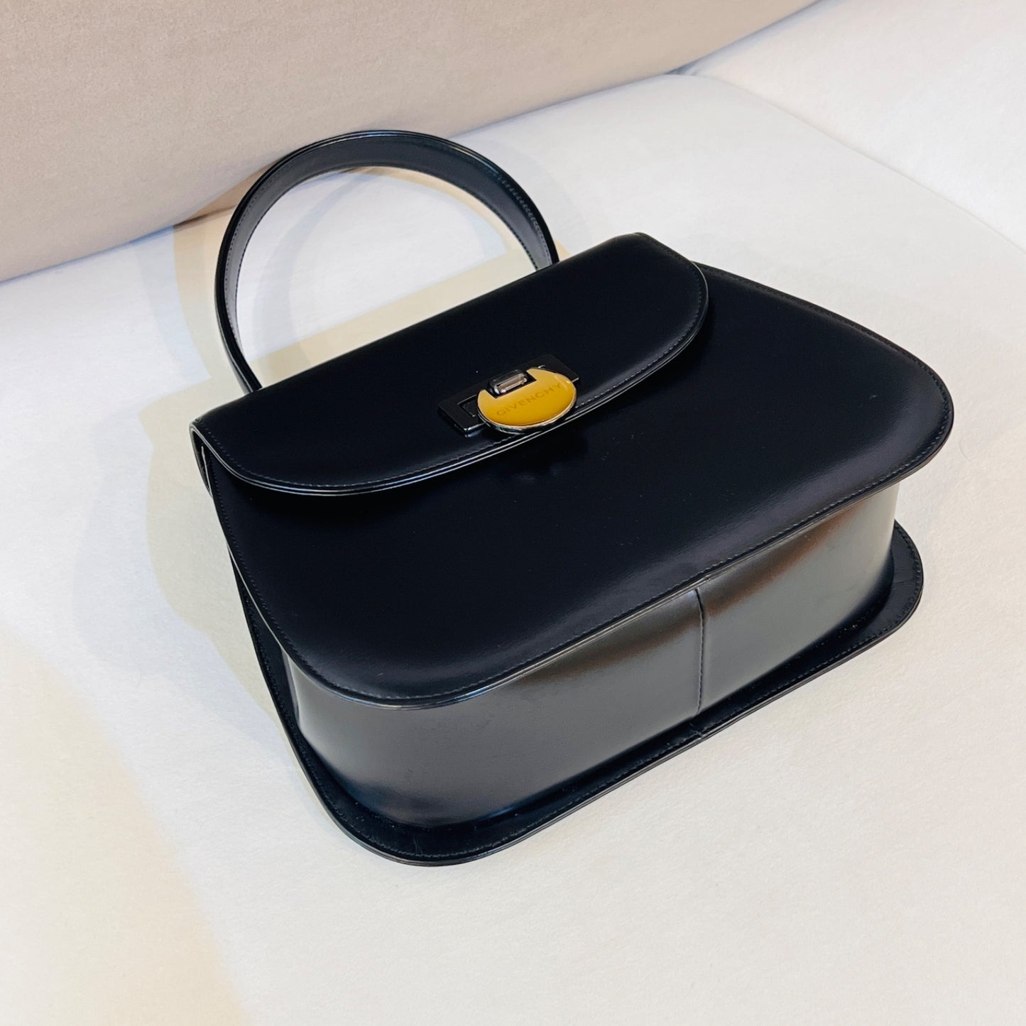 Givenchy Vintage Leather 2-Way Turn Lock Black Handbag