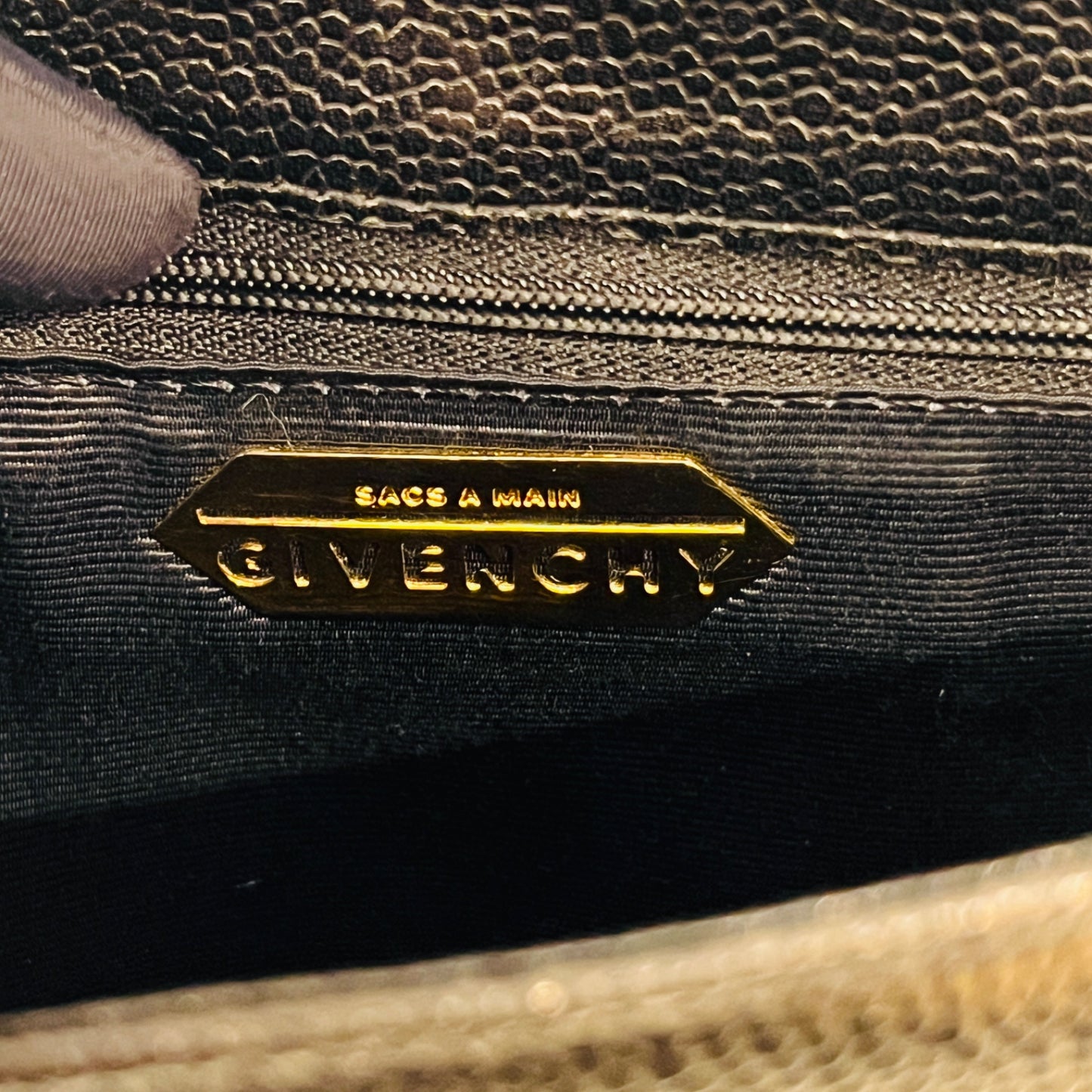 Givenchy Vintage Black Leather Medallion Lock Shoulder Bag