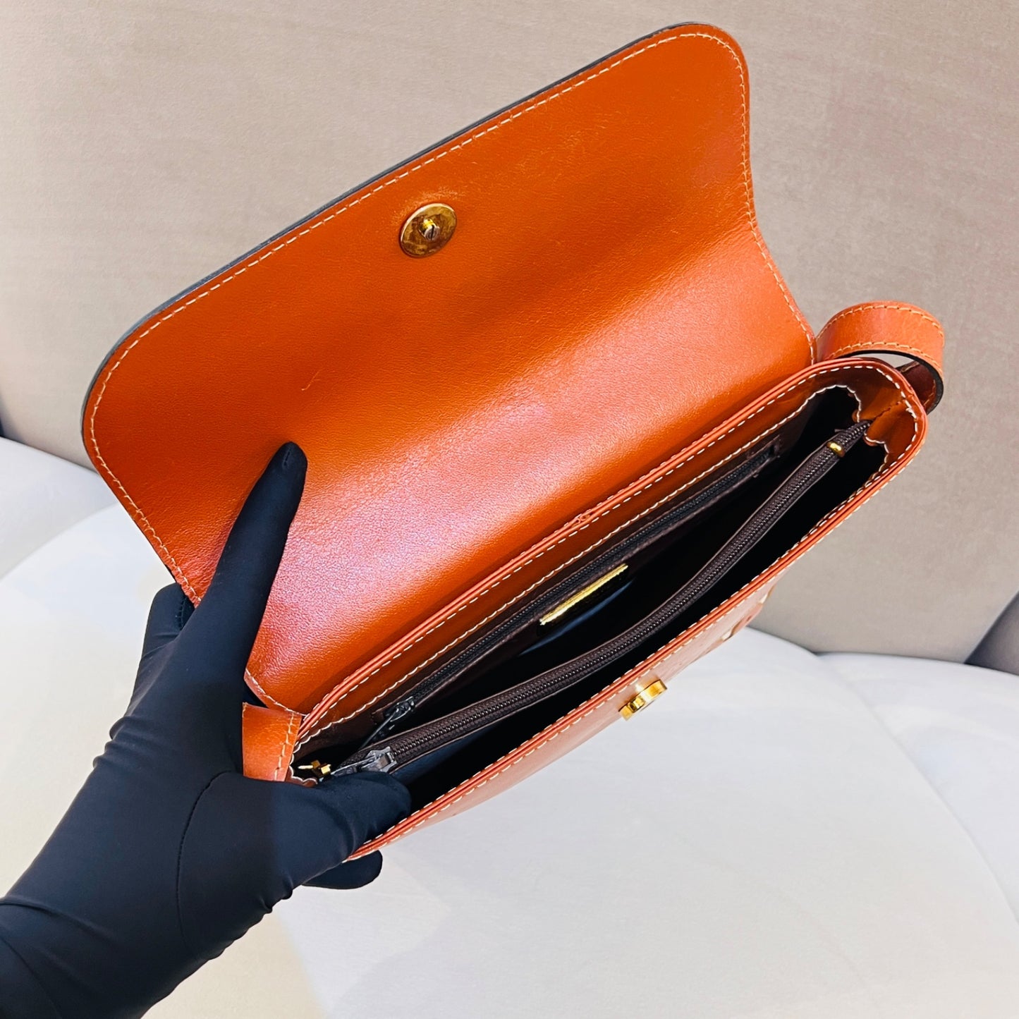 Yves Saint Laurent Vintage Cassandra Y-Line Tan Leather Shoulder Bag