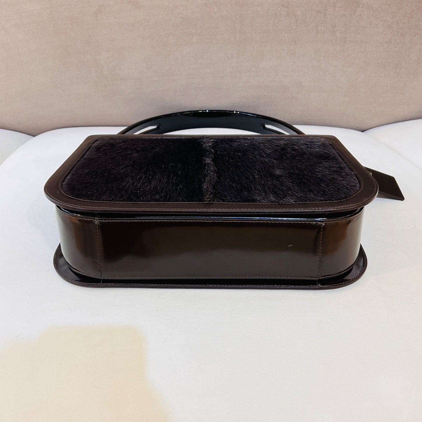 Celine Vintage Harako Fur Brown Leather Handbag