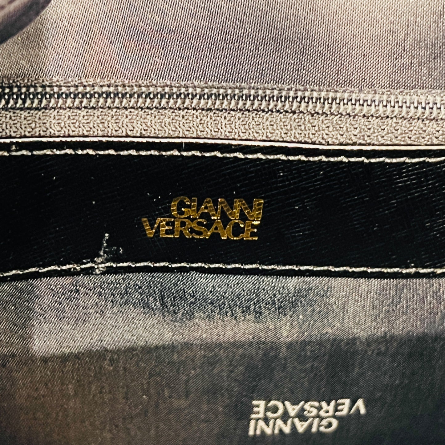 Versace Vintage Sunburst Vanity Black Leather Handbag