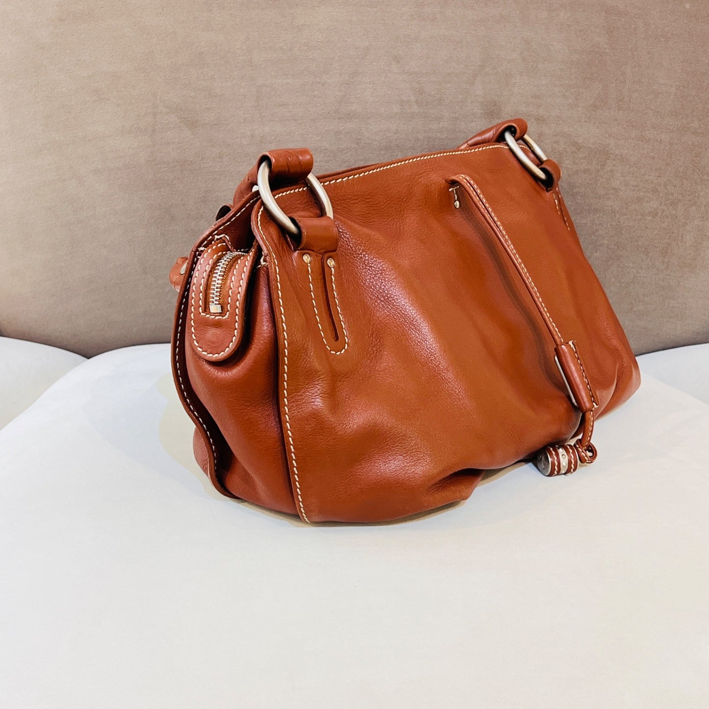 Celine Vintage Bittersweet Brown Leather Semi-Shoulder Bag