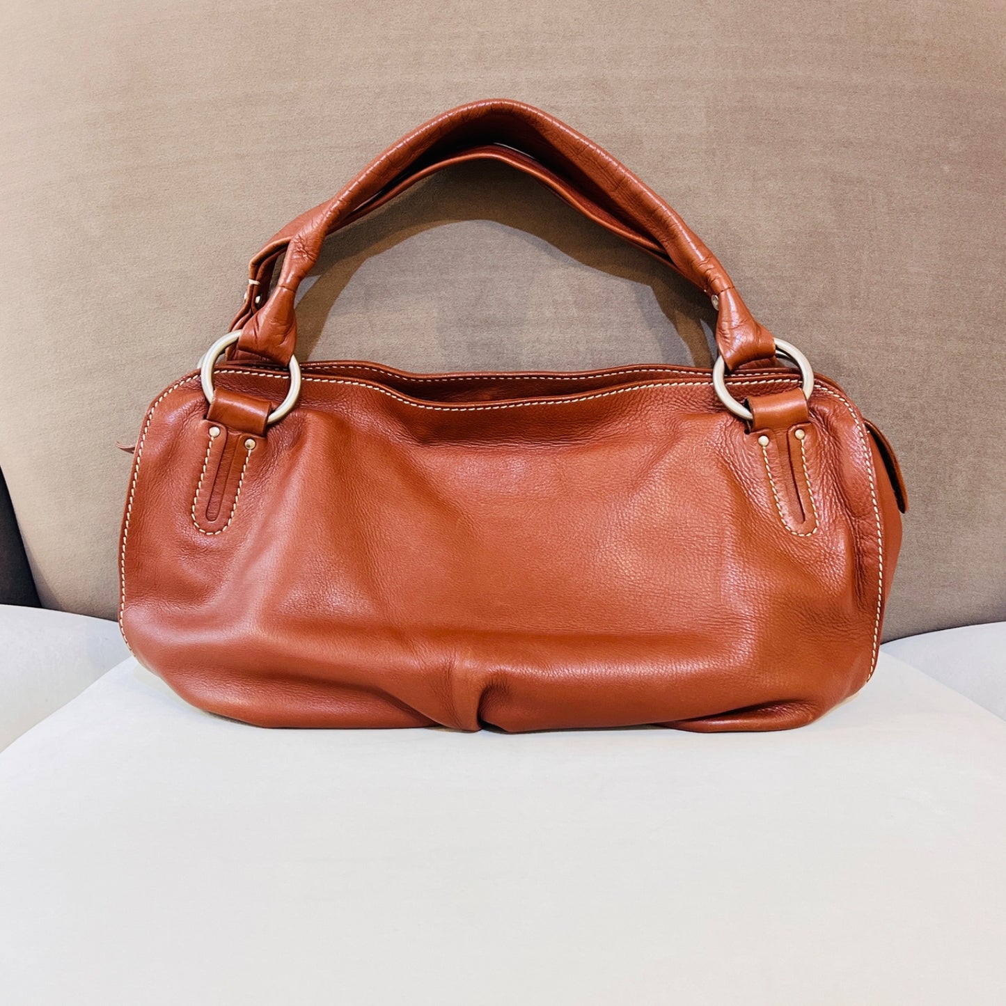 Celine Vintage Bittersweet Brown Leather Semi-Shoulder Bag
