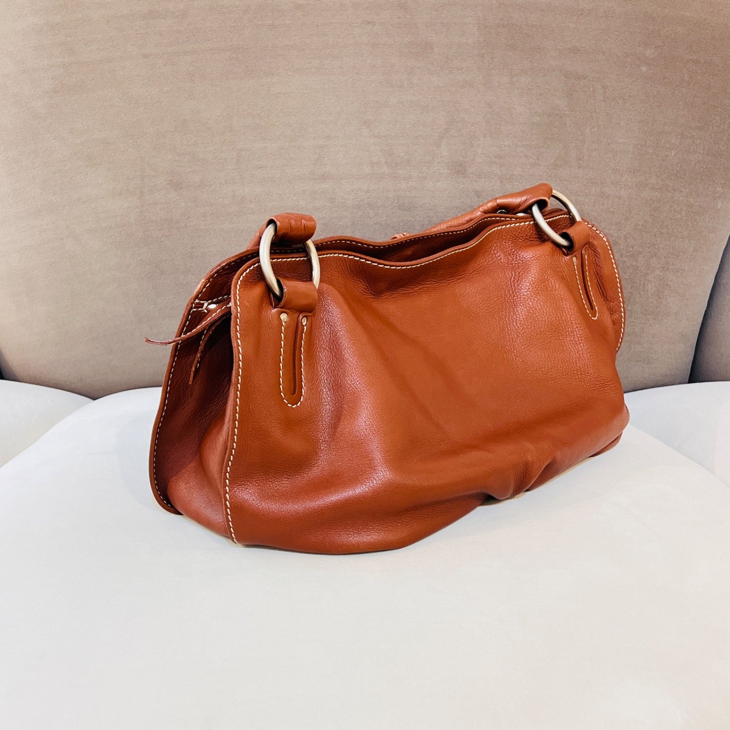 Celine Vintage Bittersweet Brown Leather Semi-Shoulder Bag