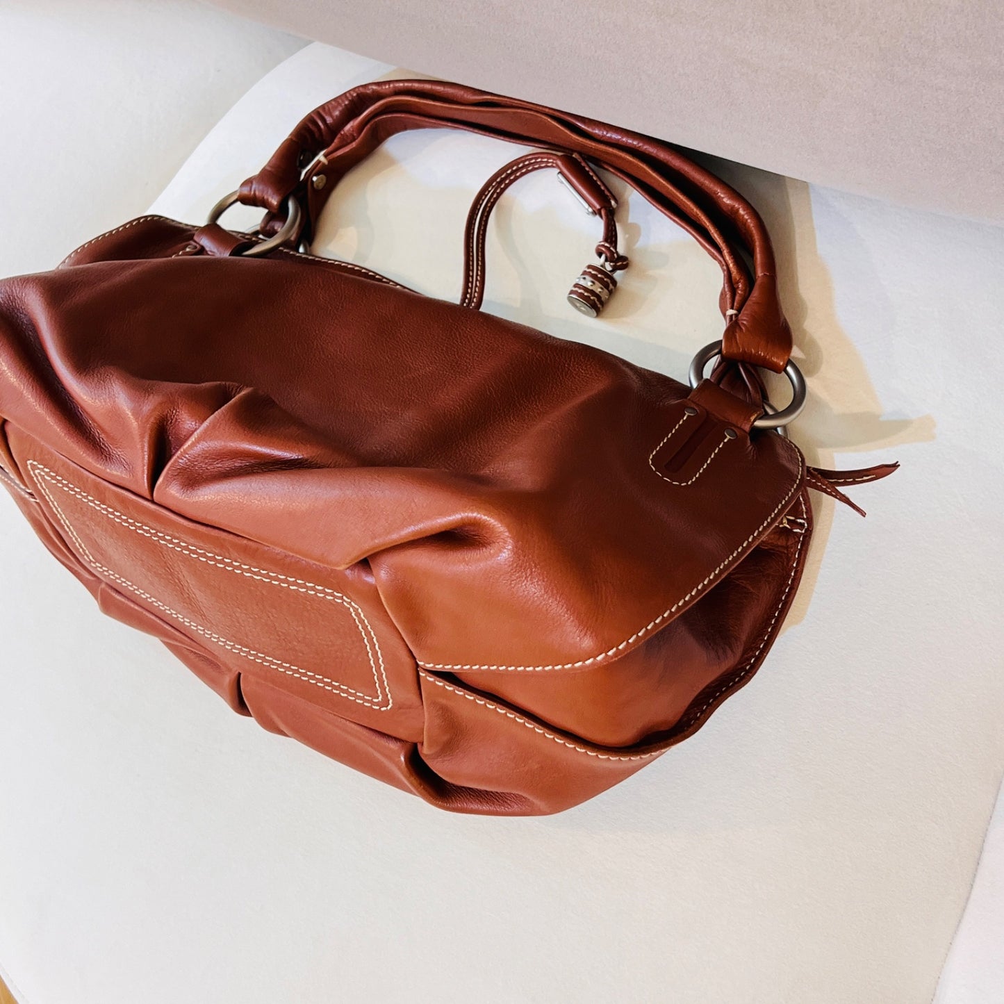 Celine Vintage Bittersweet Brown Leather Semi-Shoulder Bag