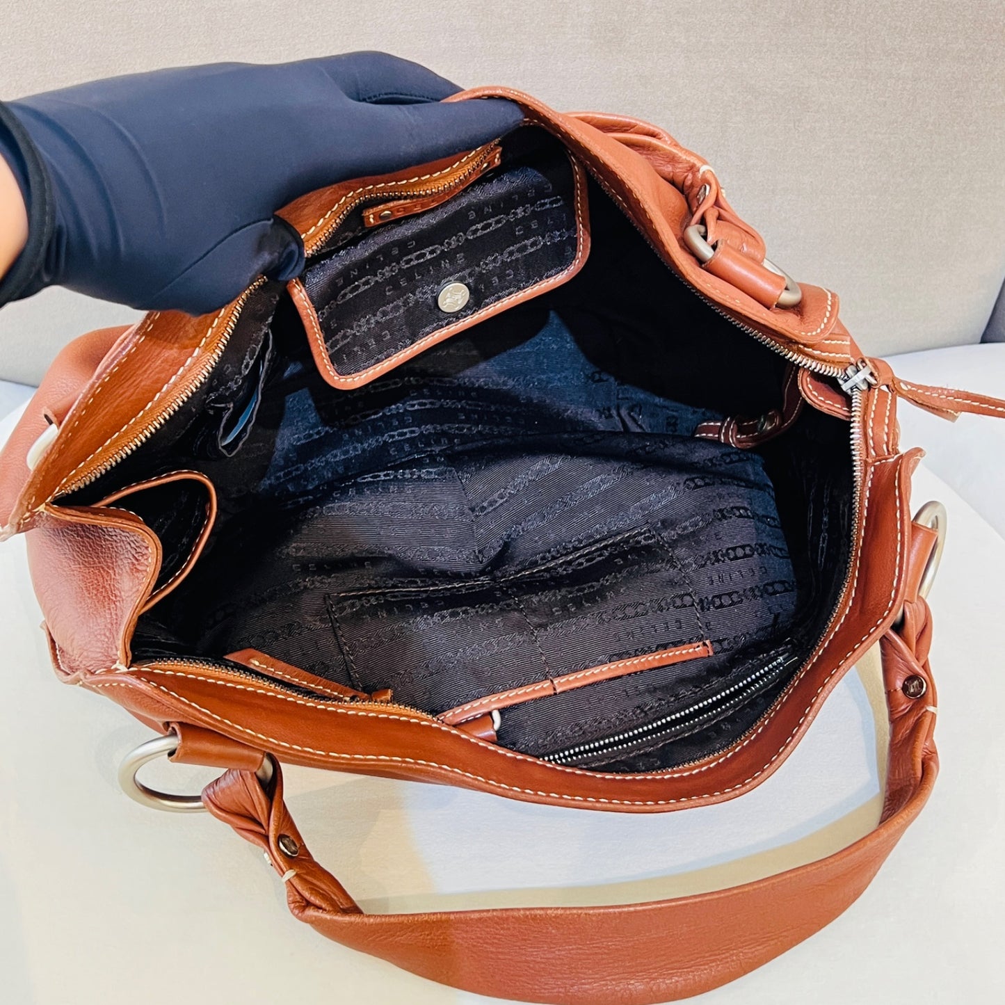 Celine Vintage Bittersweet Brown Leather Semi-Shoulder Bag