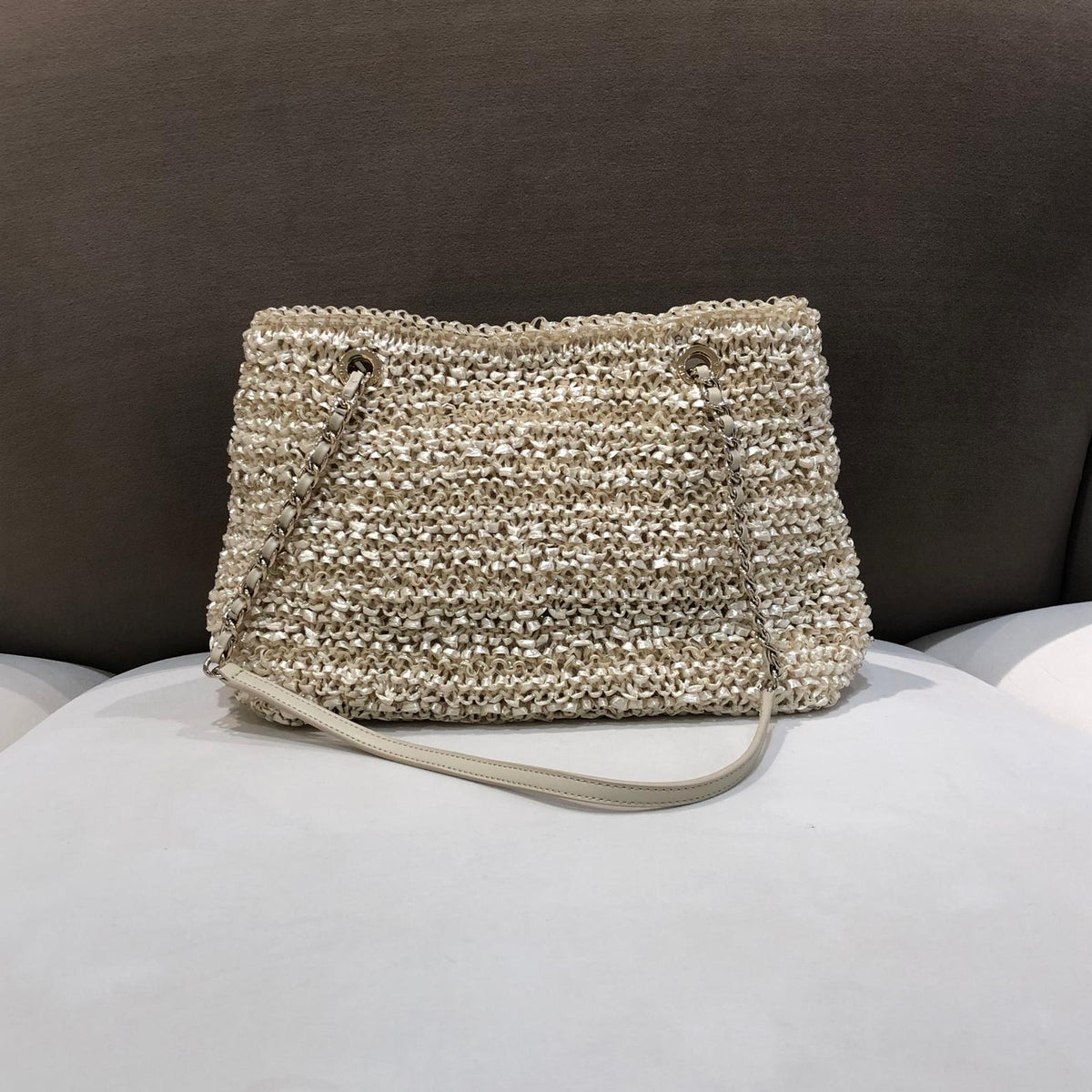 Anteprima Vintage Ivory Woven Chain Shoulder Bag