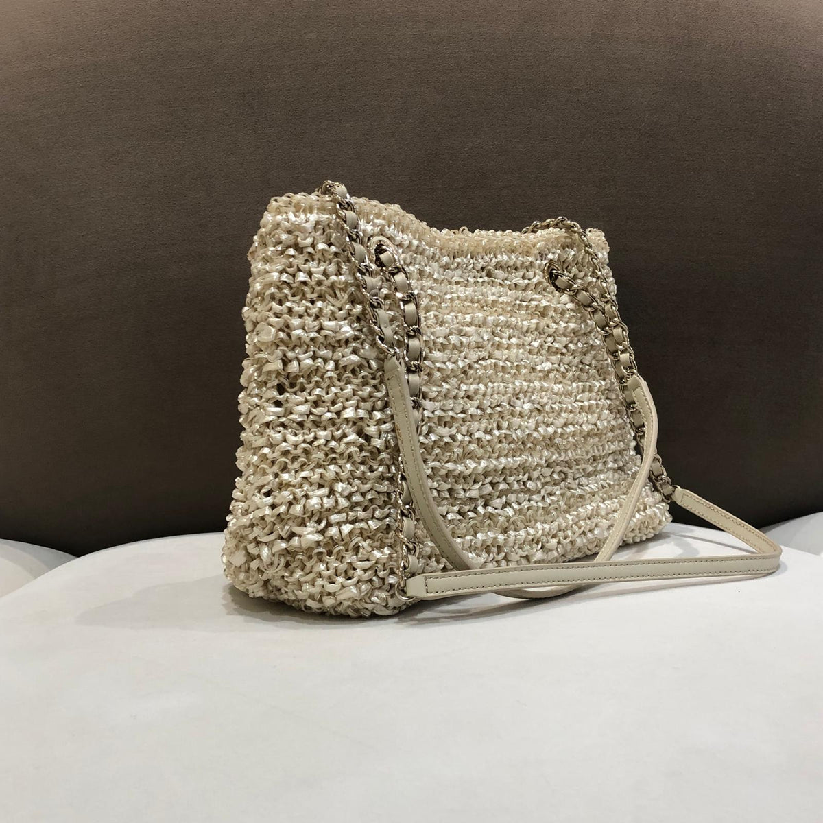 Anteprima Vintage Ivory Woven Chain Shoulder Bag