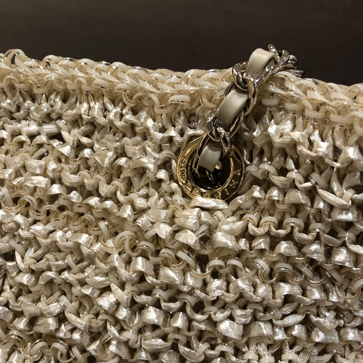 Anteprima Vintage Ivory Woven Chain Shoulder Bag