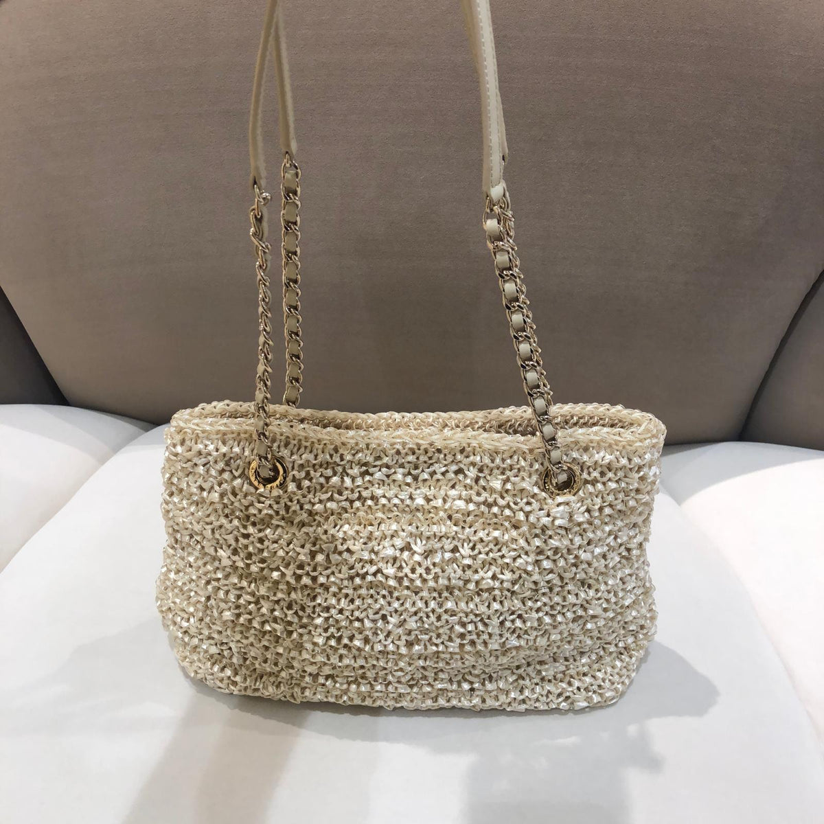 Anteprima Vintage Ivory Woven Chain Shoulder Bag