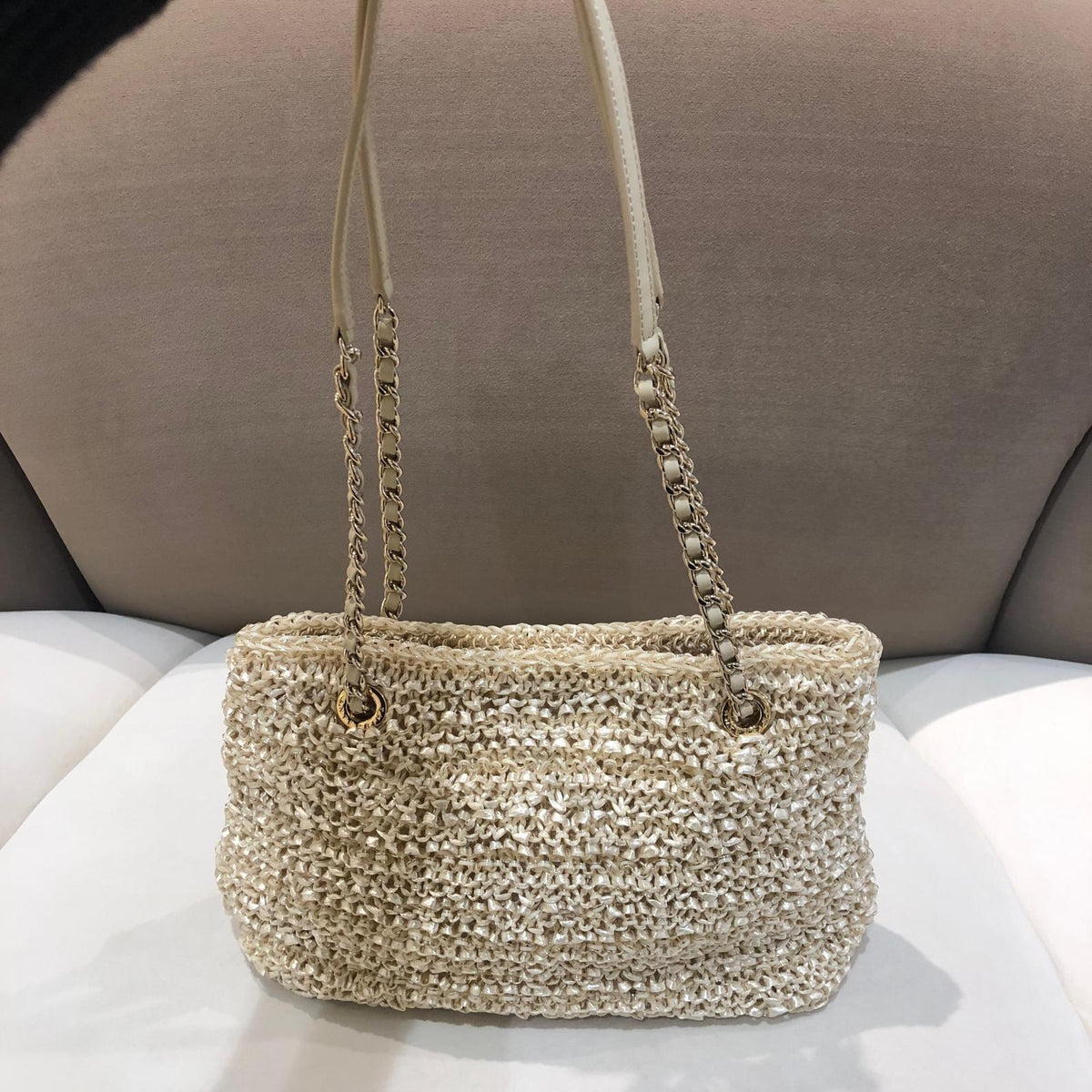 Anteprima Vintage Ivory Woven Chain Shoulder Bag