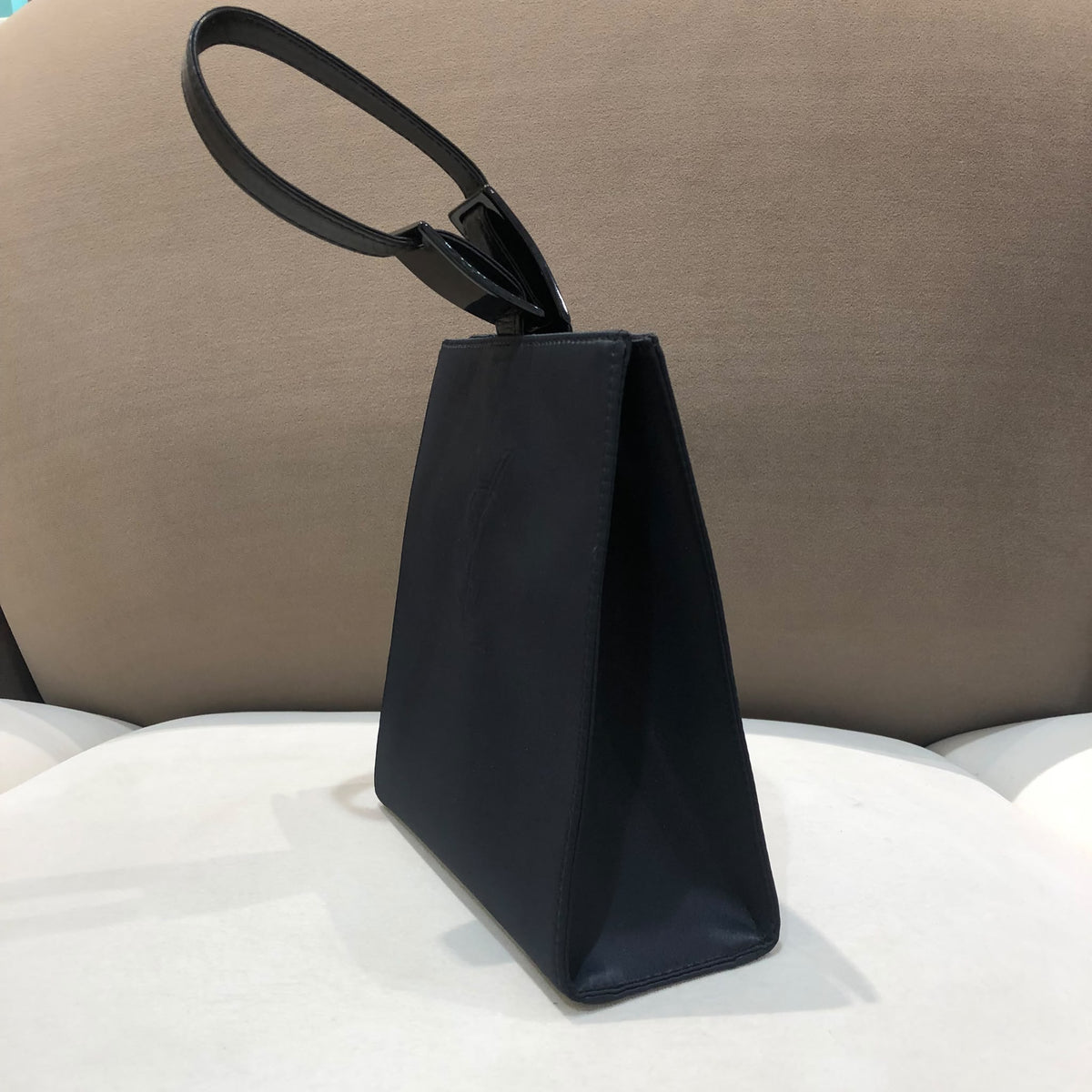 Yves Saint Laurent Vintage Cassandre Black Leather Wristlet Bag