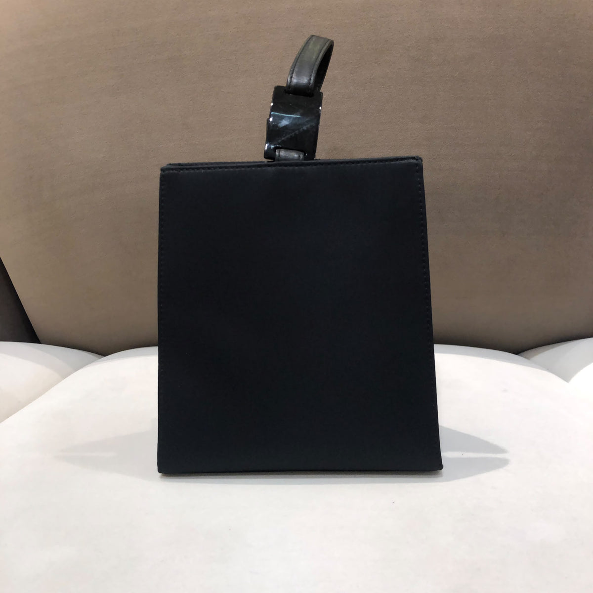Yves Saint Laurent Vintage Cassandre Black Leather Wristlet Bag