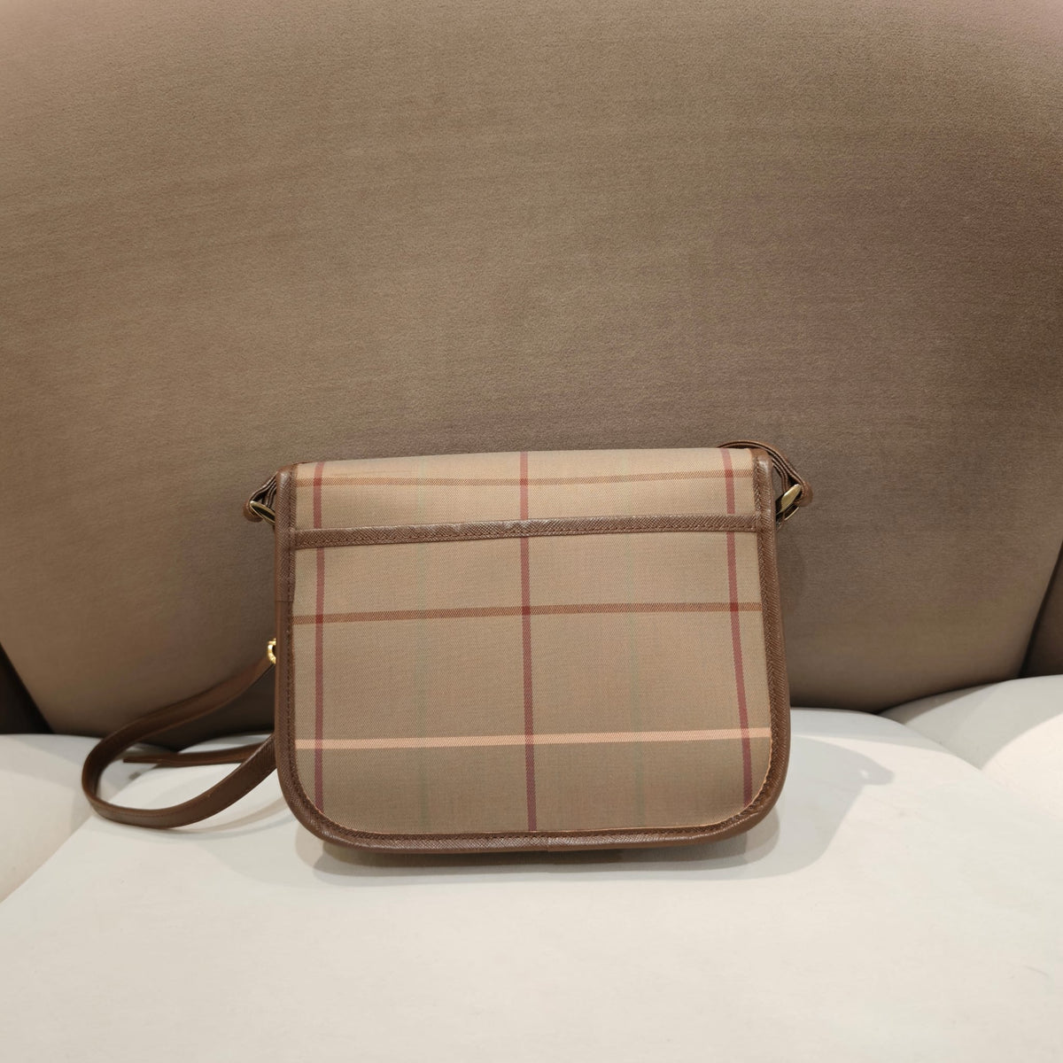 Burberrys Vintage Nova Check Canvas Leather Shoulder Bag
