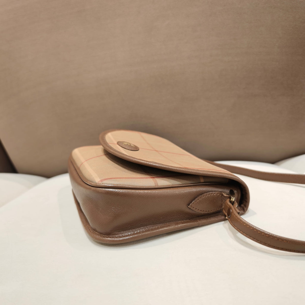Burberrys Vintage Nova Check Canvas Leather Shoulder Bag
