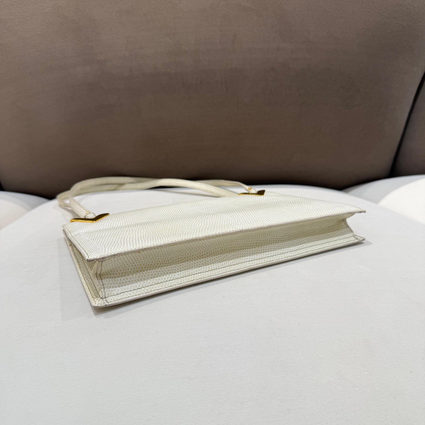 Valentino Garavani Vintage Ivory Textured Leather Shoulder Handbag