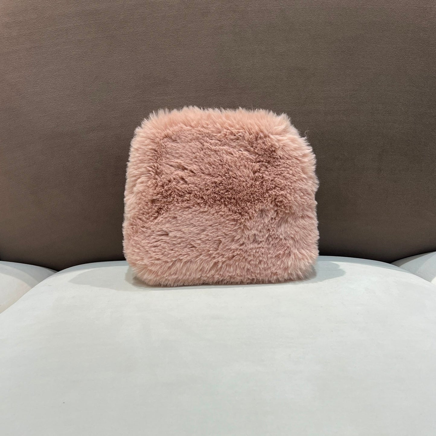 Miu Miu Pink Faux Fur Cosmetic Pouch