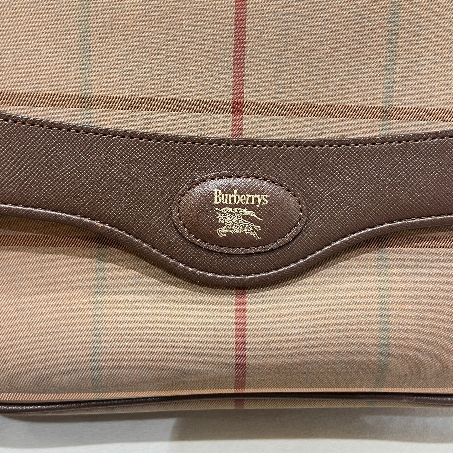 Burberry Vintage Check Canvas Brown Leather Shoulder Bag