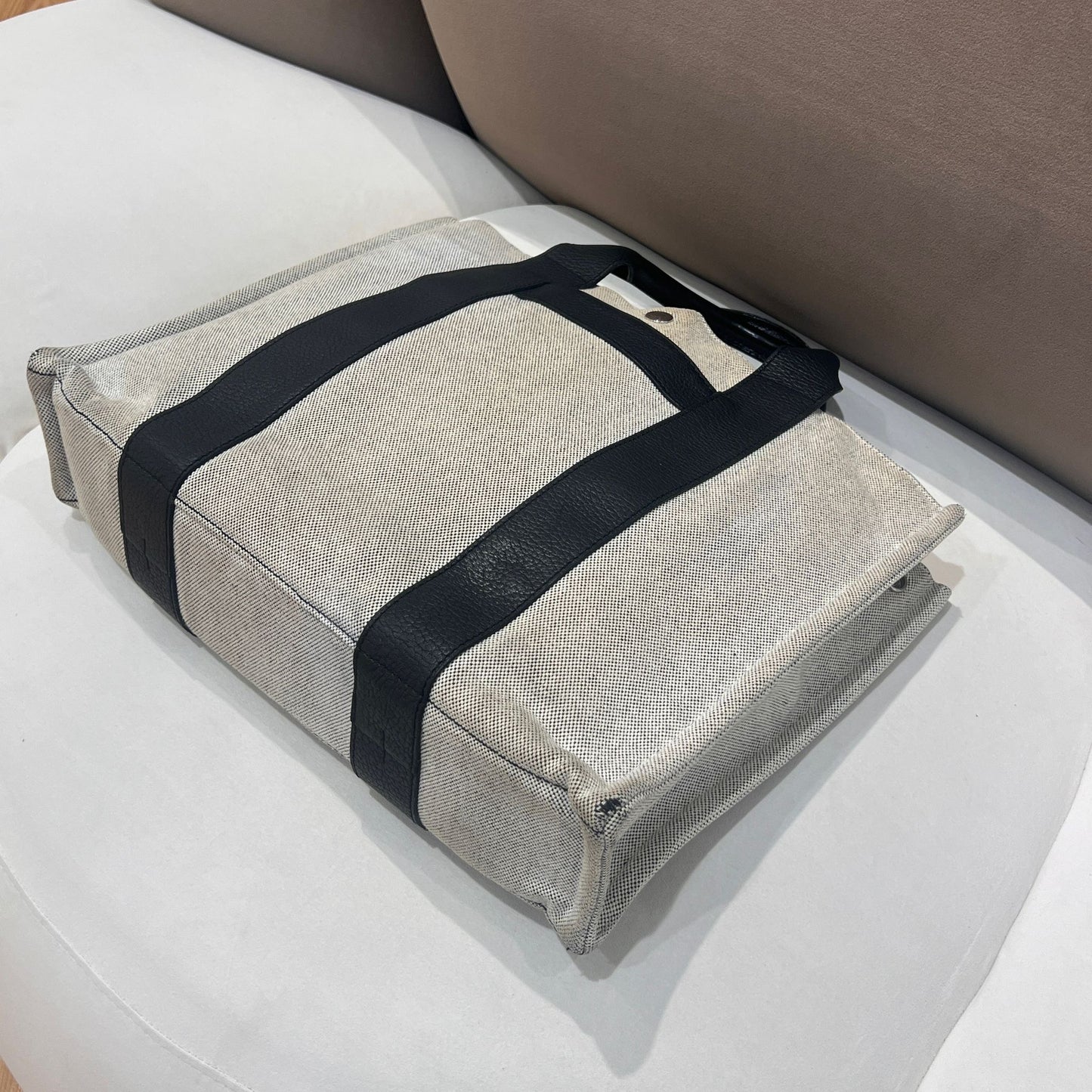 Hermès Sac Arne Mm Canvas Leather Strap Tote Bag