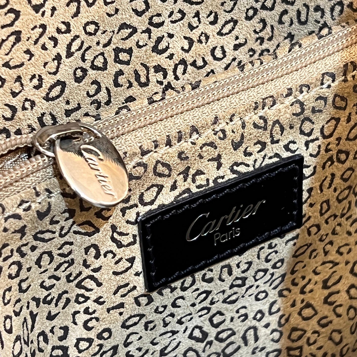 Cartier Vintage Panther Black Leather Backpack