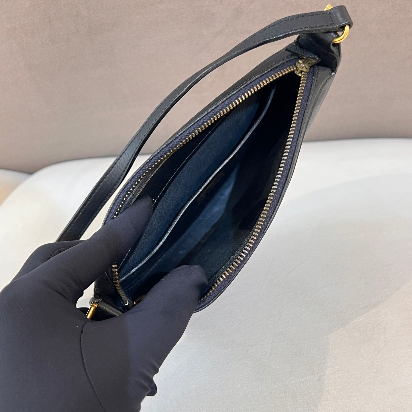 Delvaux Vintage Black Saddle Leather Shoulder Bag