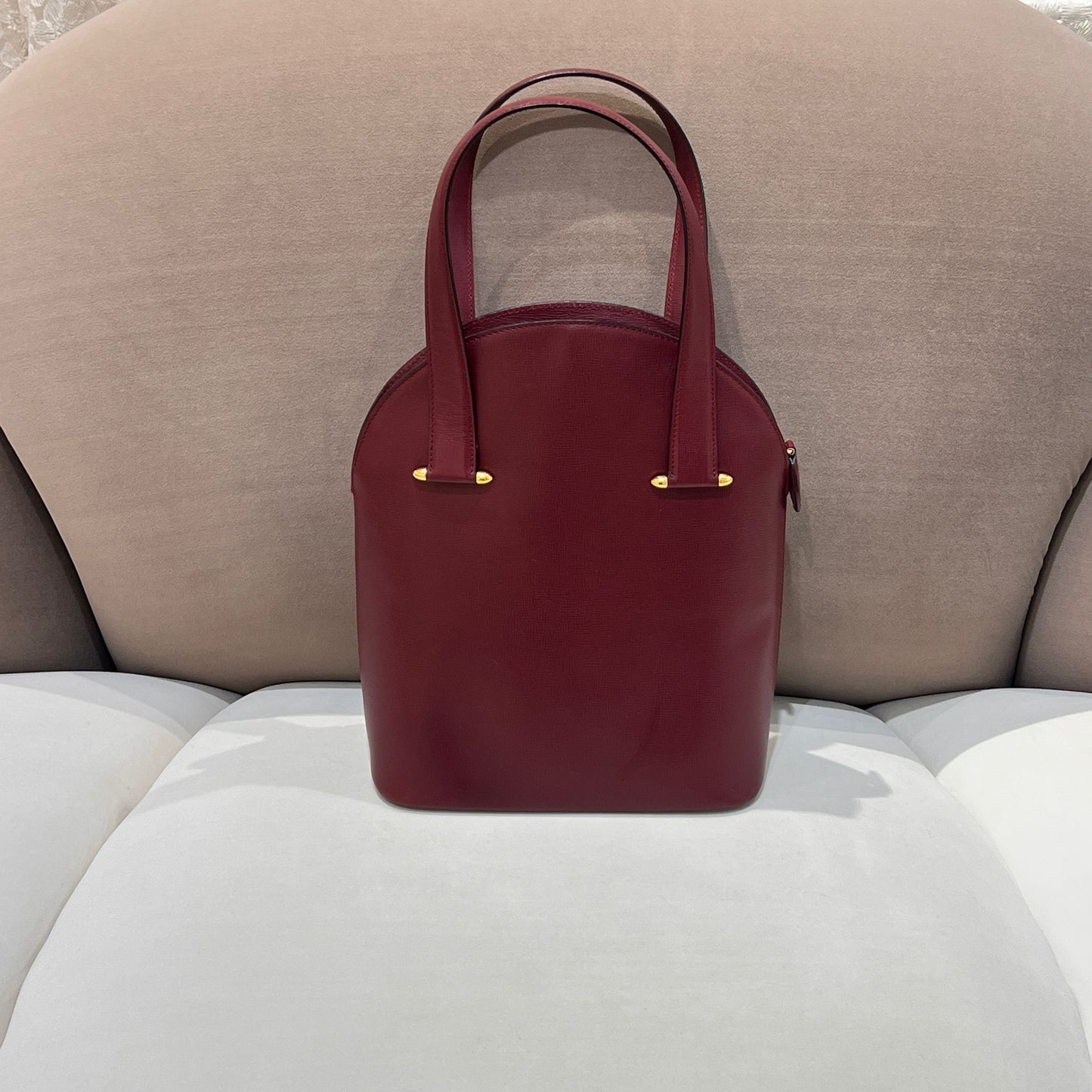 Cartier Vintage Must De Cartier Bordeaux Leather Oval Handbag