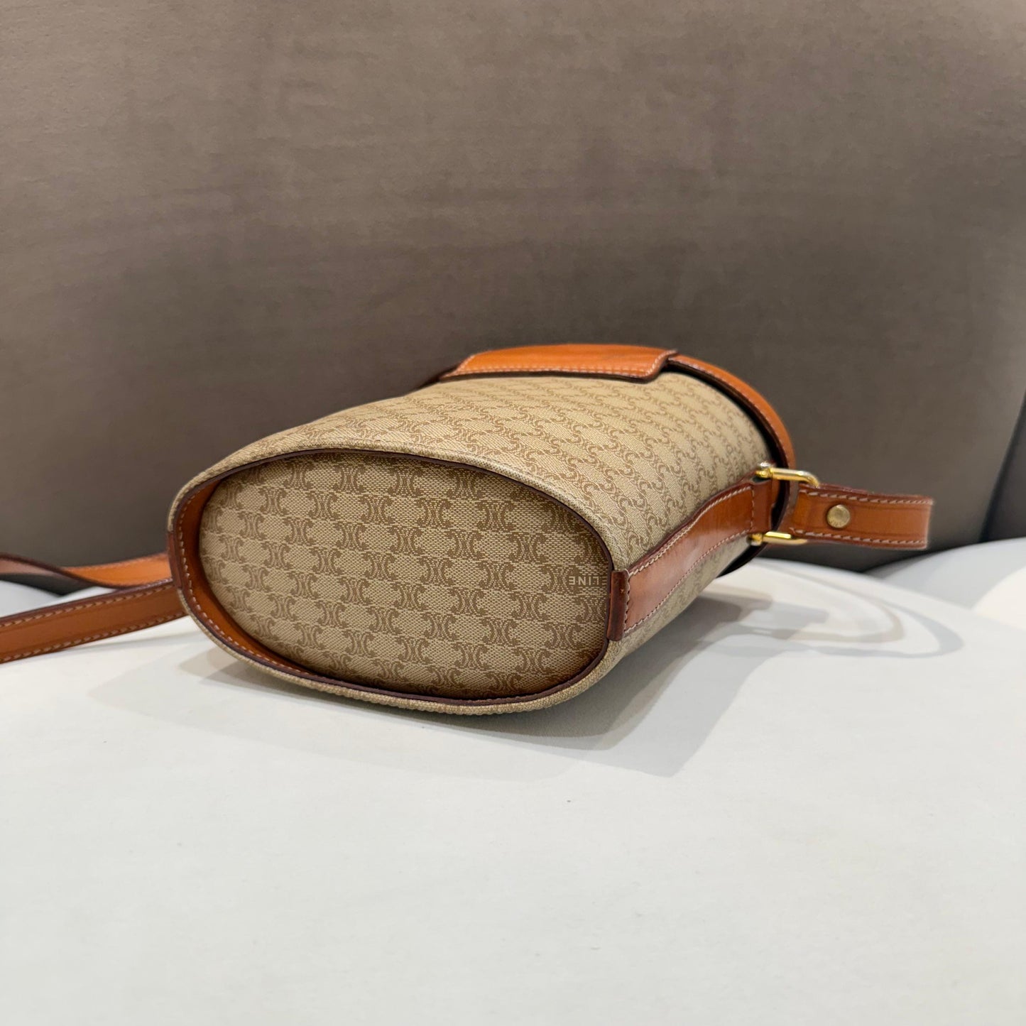 Celine Vintage Macadam Canvas Cylindrical Bucket Shoulder Bag