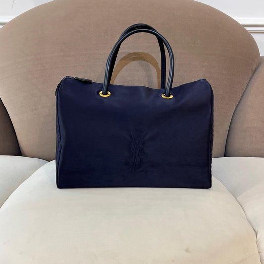 Yves Saint Laurent Vintage Navy Nylon Boston Bag