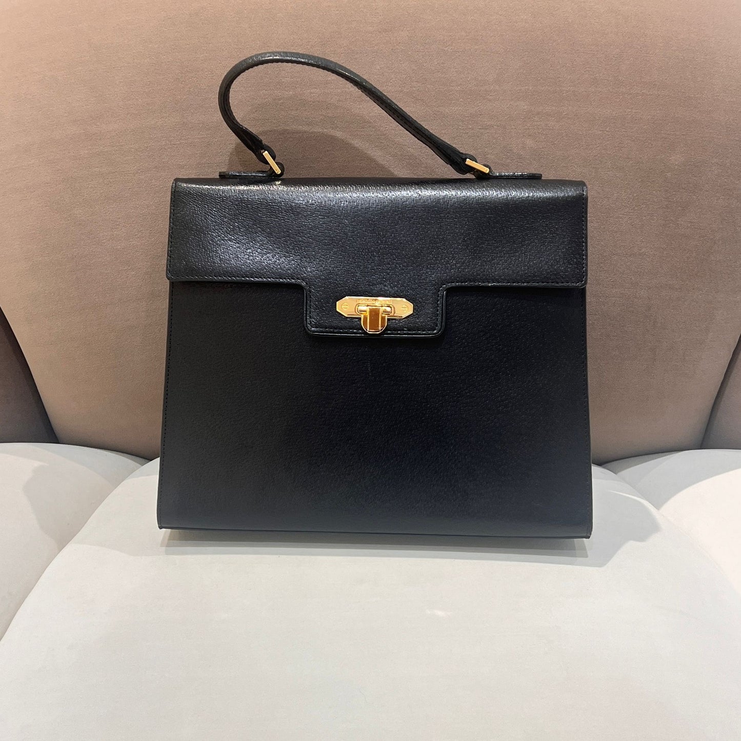 Valentino Garavani Vintage Smooth Leather Black Top Handle Handbag