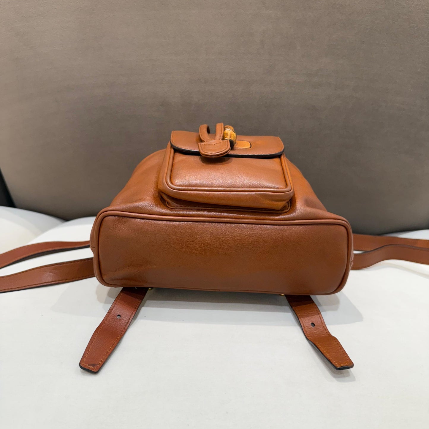 Gucci Vintage Bamboo Brown Leather Mini Backpack